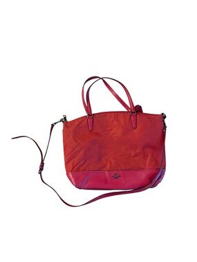 COACH D1777-F57902 RED NYLON with LEATHER SATCHEL CROSSBODY TOTE PURSE HANDBAG